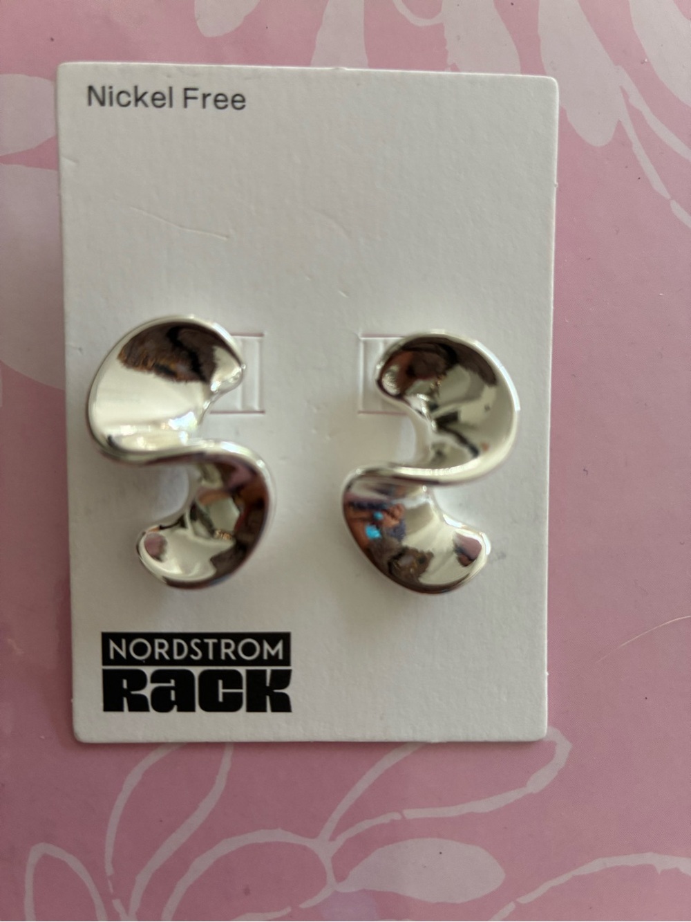 Nordstrom Polished Silver Abstract Curve Stud Earrings
